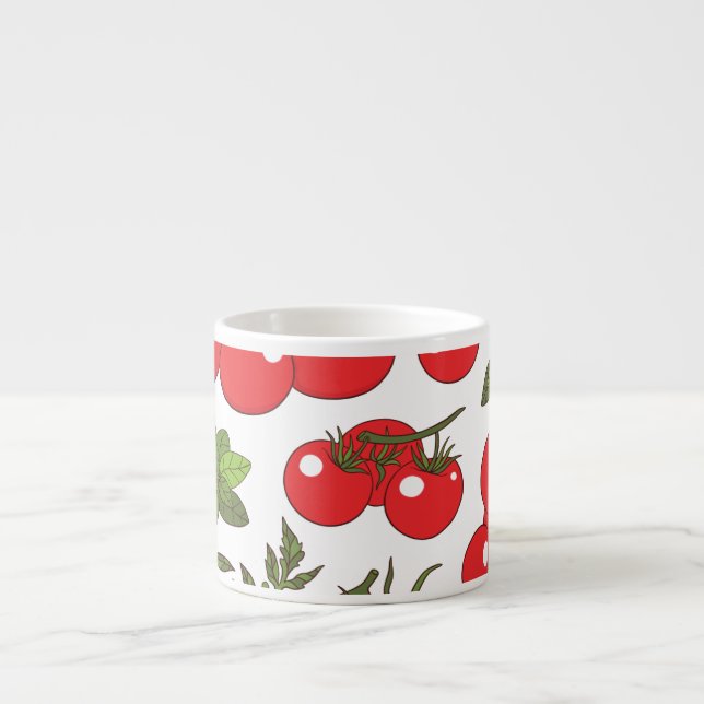 Tomato Basil Seamless Kitchen Pattern Espresso Cup (Front)