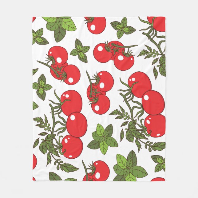 Tomato Basil Seamless Kitchen Pattern Fleece Blanket (Front)