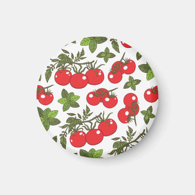 Tomato Basil Seamless Kitchen Pattern Magnet (Front)