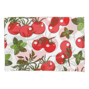 Tomato Basil Seamless Kitchen Pattern Pillowcase