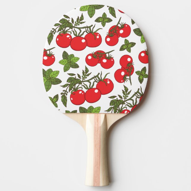 Tomato Basil Seamless Kitchen Pattern Ping Pong Paddle (Front)