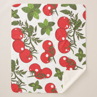 Tomato Basil Seamless Kitchen Pattern Sherpa Blanket