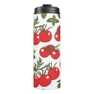 Tomato Basil Seamless Kitchen Pattern Thermal Tumbler