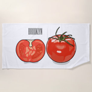 Tomato cartoon illustration beach towel