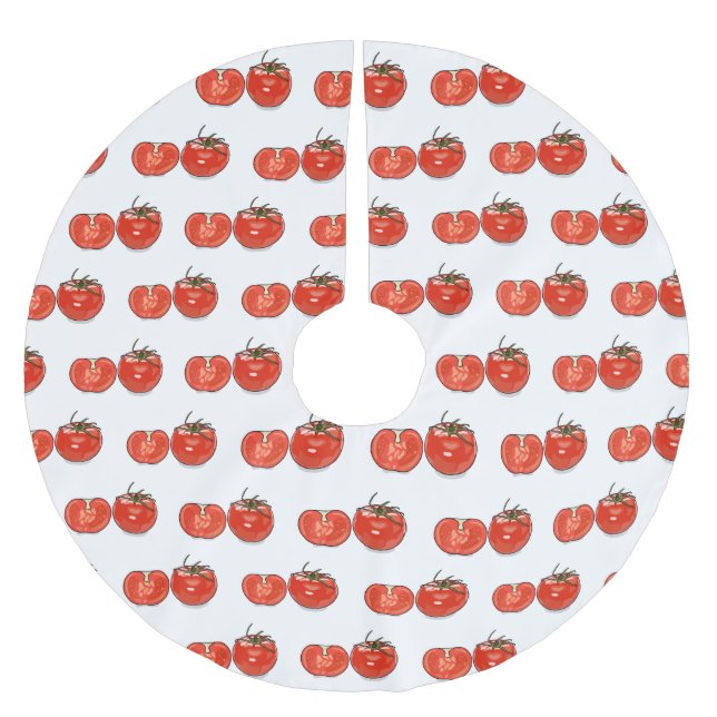 Tomato cartoon illustration  brushed polyester tree skirt (Front)