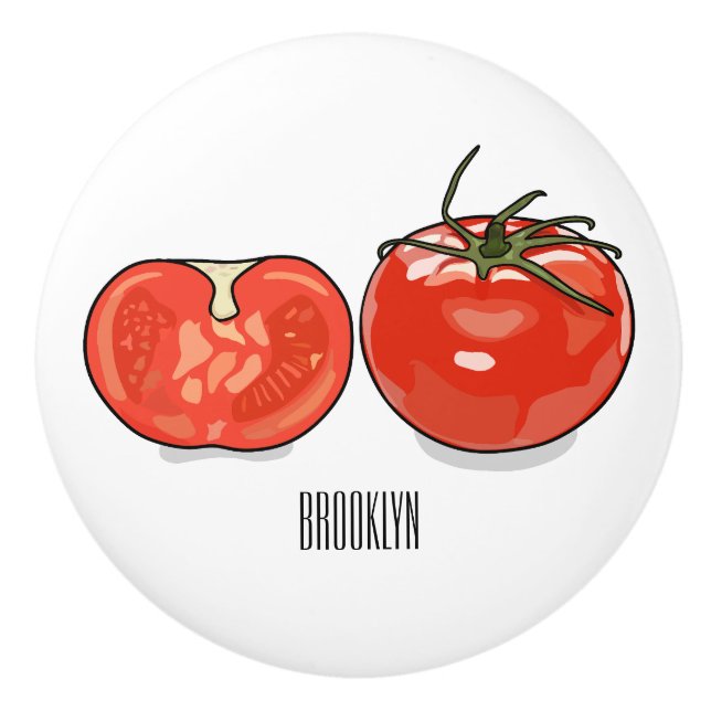 Tomato cartoon illustration  ceramic knob (Front)