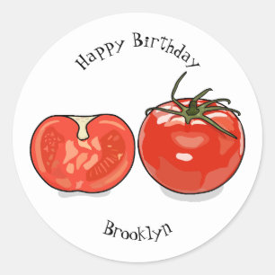Tomato cartoon illustration classic round sticker