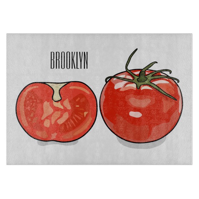 Tomato cartoon illustration  cutting board (Front)