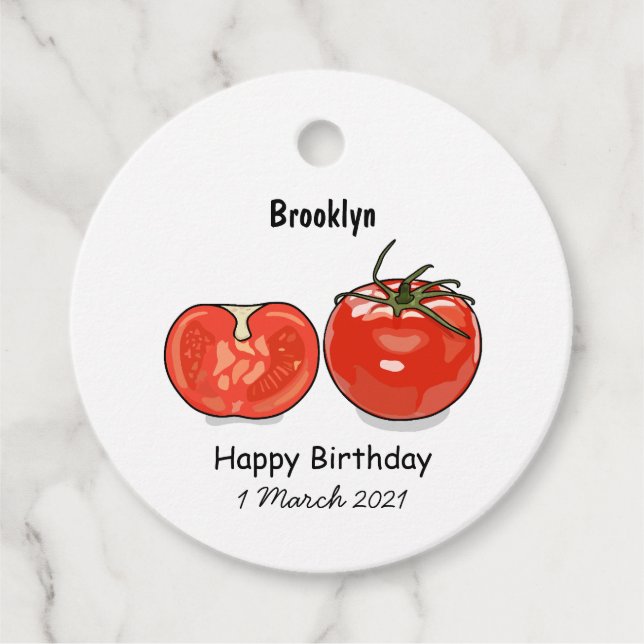 Tomato cartoon illustration favour tags (Front)