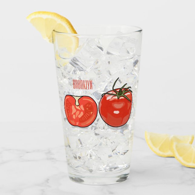 Tomato cartoon illustration  glass (Front Ice)