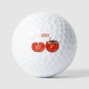 Tomato cartoon illustration golf balls