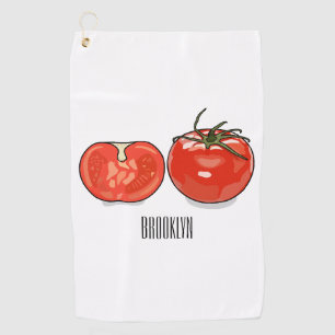 Tomato cartoon illustration golf towel