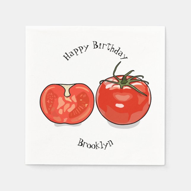 Tomato cartoon illustration napkin (Front)