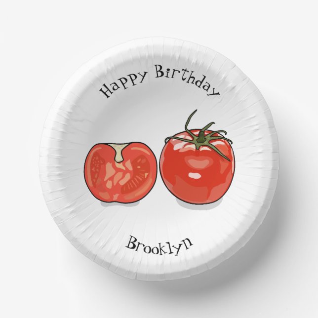 Tomato cartoon illustration paper plate (Front)