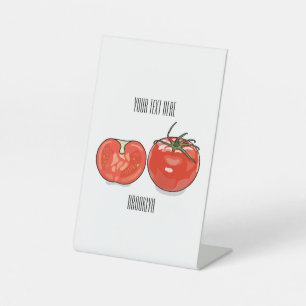Tomato cartoon illustration  pedestal sign