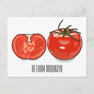 Tomato cartoon illustration postcard
