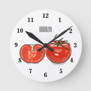 Tomato cartoon illustration round clock