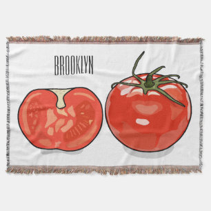 Tomato cartoon illustration throw blanket