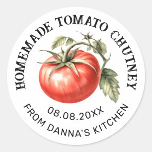 Tomato Chutney label with watercolour tomato