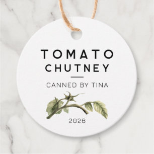 Tomato Chutney label with watercolour tomato leaf