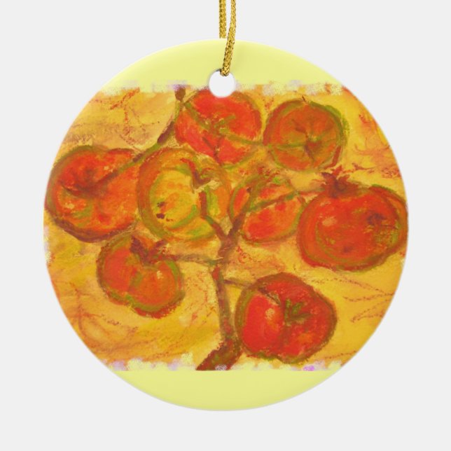 tomato cluster watercolour ceramic ornament (Front)