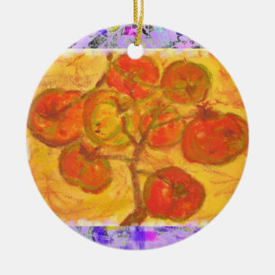 tomato cluster watercolour drip ceramic ornament