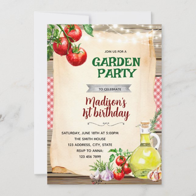 Tomato Garden Party Invitation (Front)