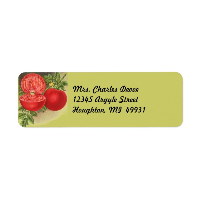 Tomato Gardening Ripe on Vine Return Address Label (Front)