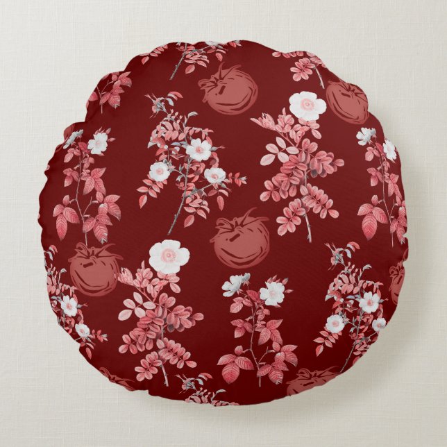 Tomato Girl Aesthetic Vintage Vegetable Reversible Round Cushion (Front)