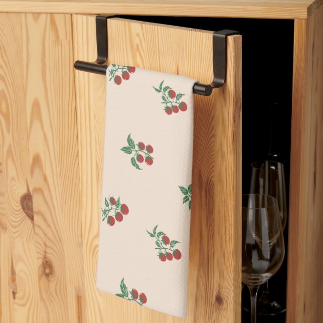 Tomato Grove Tomato Red Vine Green Tea Towel (Thirds Fold)
