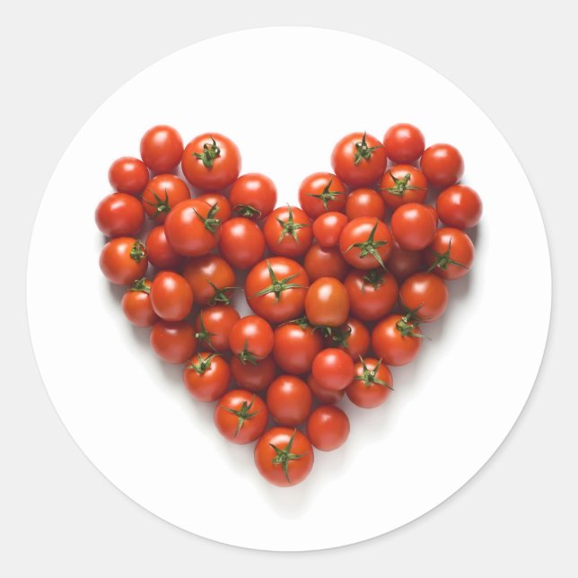 Tomato Heart Classic Round Sticker (Front)