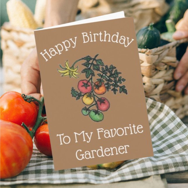 Tomato Illustration Funny Gardening Quote Birthday Card (Creator Uploaded)