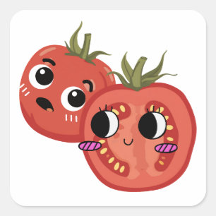 Tomato in Awe Square Sticker