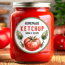 Tomato Ketchup Canning label watercolour tomato
