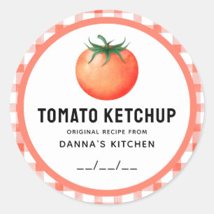 Tomato Ketchup canning label with chequered design