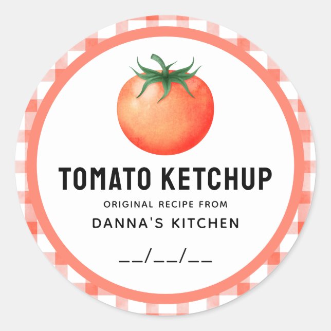 Tomato Ketchup canning label with chequered design (Front)