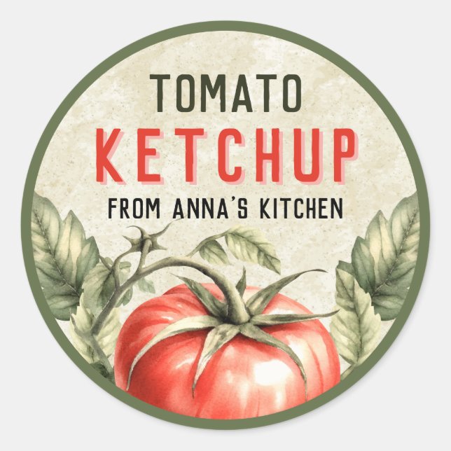 Tomato Ketchup sticker with vintage background (Front)