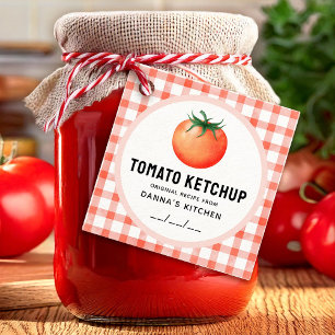 Tomato Ketchup tag with chequered pattern