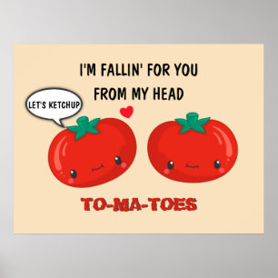 Tomato love flirting cute kawaii valentine's day poster