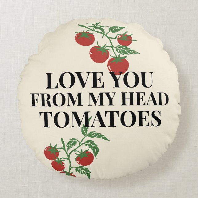 Tomato Love Note Farm-to-Table Fresh Round Cushion (Front)