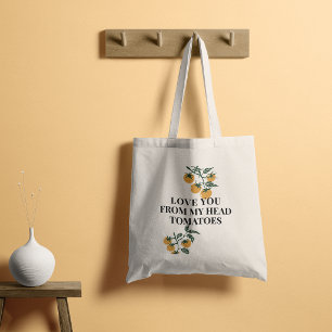 Tomato Love Note Harvest Gold Nutmeg Beige Tote Bag