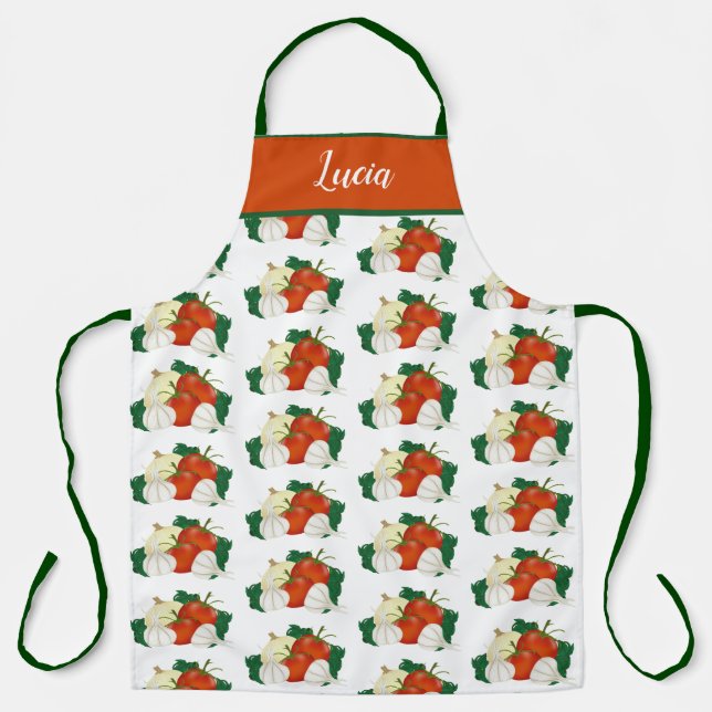 Tomato Onion Pepper Salsa Personalised Apron (Front)
