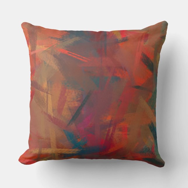 Tomato Orange Abstract Cushion (Front)