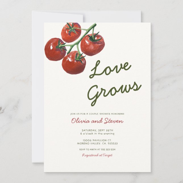 Tomato Party Theme Couple Shower  Invitation (Front)