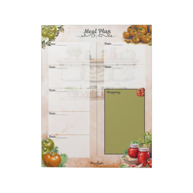 Tomato Paste Blank Meal Planner Notepad (Rotated)