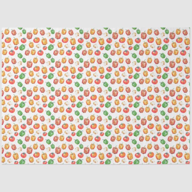 Tomato Peppers Onion Hand-Drawn Foodie Tissue Paper (Front)