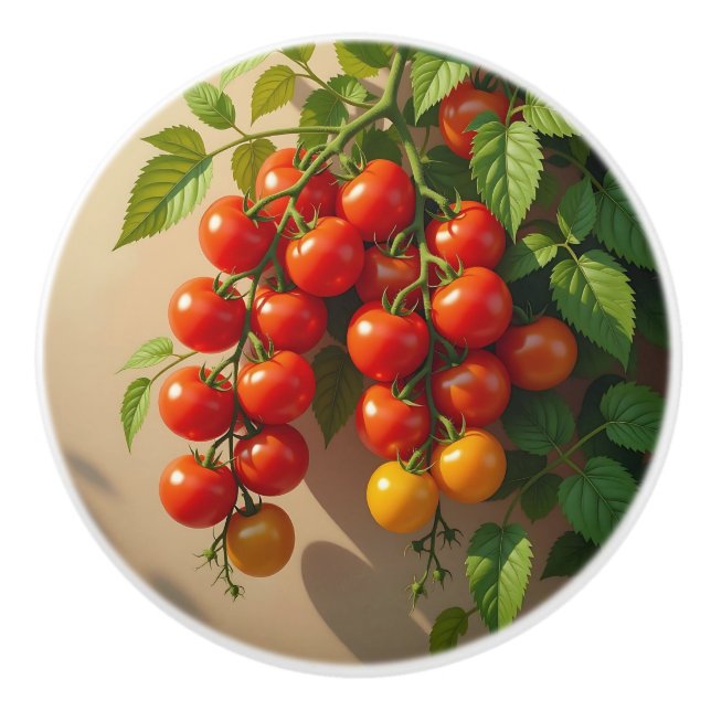 Tomato Plant Gardening Themed Summer Vibes Ceramic Knob (Front)