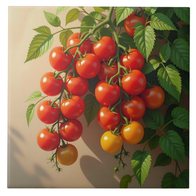 Tomato Plant Gardening Themed Summer Vibes Ceramic Tile (Front)