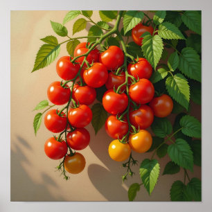Tomato Plant Gardening Themed Summer Vibes Poster