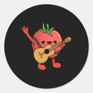 Tomato Playing Guitar Tomato Lover Classic Round Sticker
